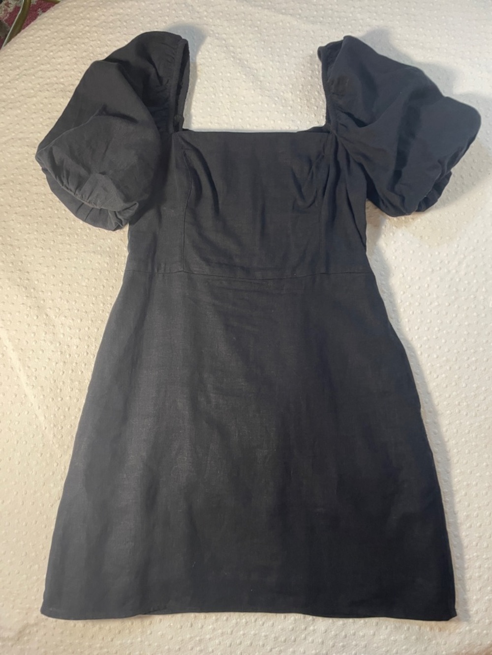 Vintage Abercrombie & Fitch Black cotton/ linen LBD small balloon sleeve lined 🔥